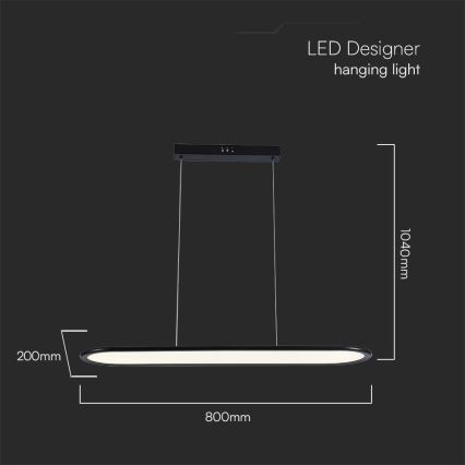 LED Luster na sajli LED/24W/230V 3000K crna