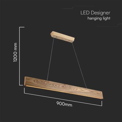 LED Luster na sajli LED/24W/230V 3000K smeđa