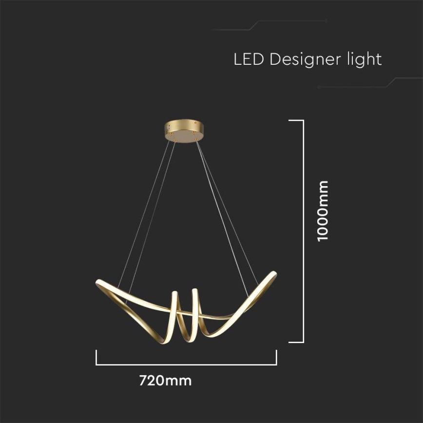 LED Luster na sajli LED/24W/230V 3000K zlatna