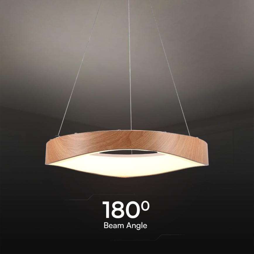 LED Luster na sajli LED/25W/230V 3000K ø 50 cm smeđa