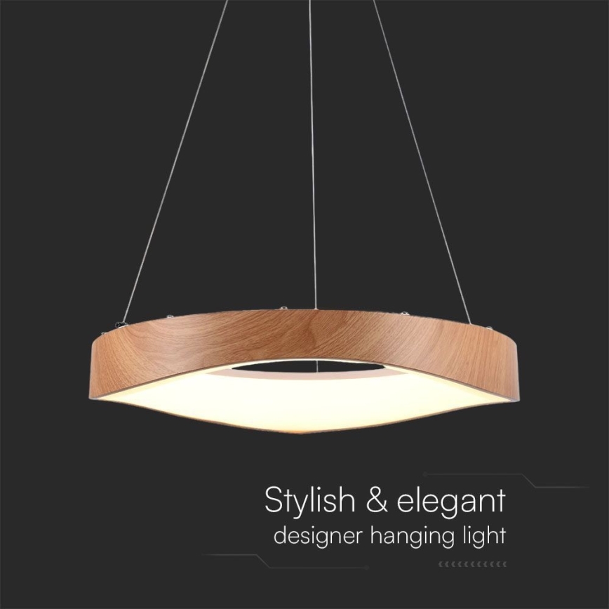 LED Luster na sajli LED/25W/230V 3000K ø 50 cm smeđa