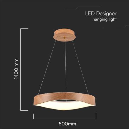 LED Luster na sajli LED/25W/230V 3000K ø 50 cm smeđa