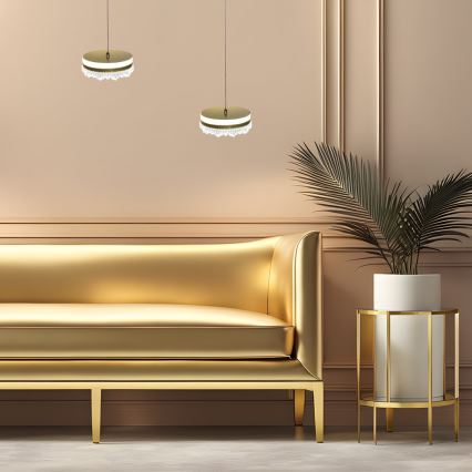 LED Luster na sajli LED/25W/230V pr. 20 cm zlatna