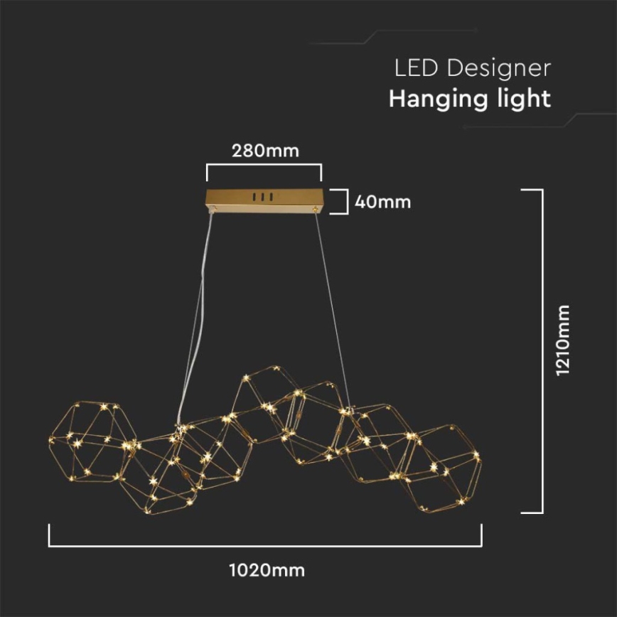 LED Luster na sajli LED/28W/230V 3000K zlatna