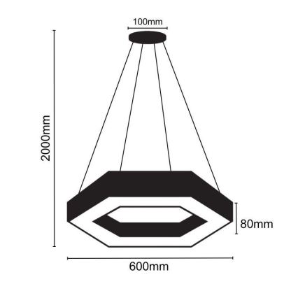 LED Luster na sajli LED/28W/230V 4000K pr. 60 cm