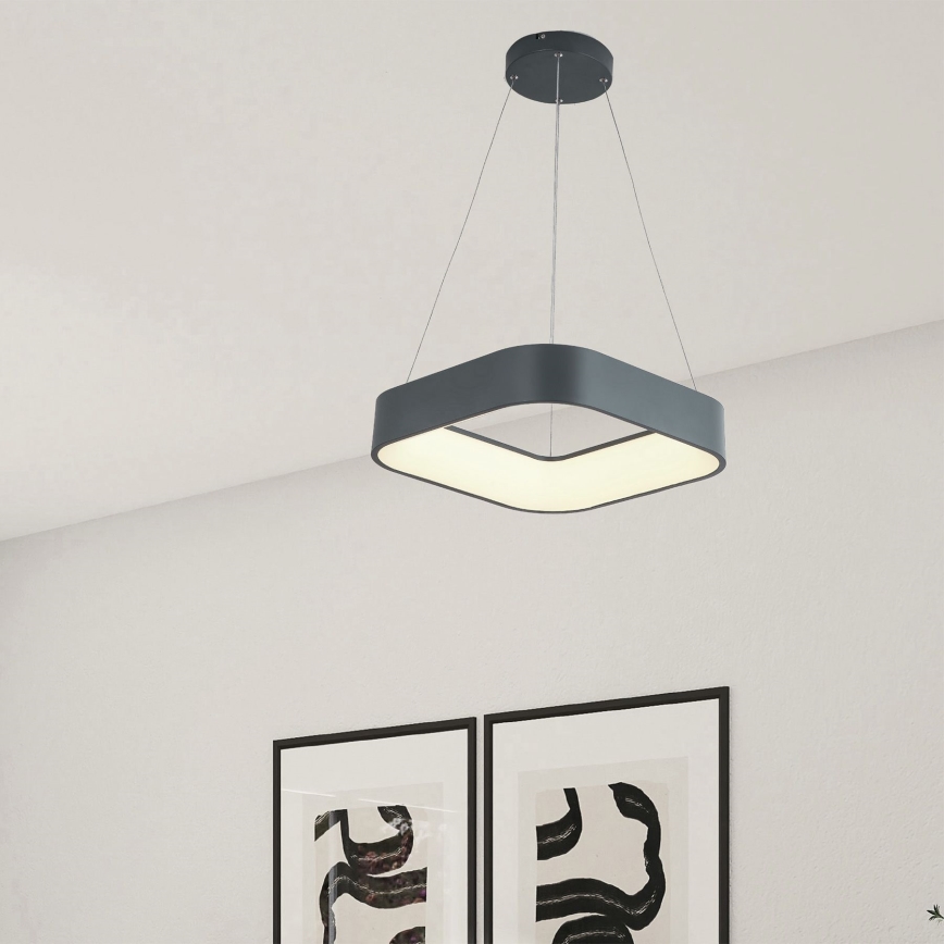 LED Luster na sajli LED/30W/230V 3000K 45x45 cm siva