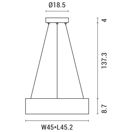 LED Luster na sajli LED/30W/230V 3000K 45x45 cm siva