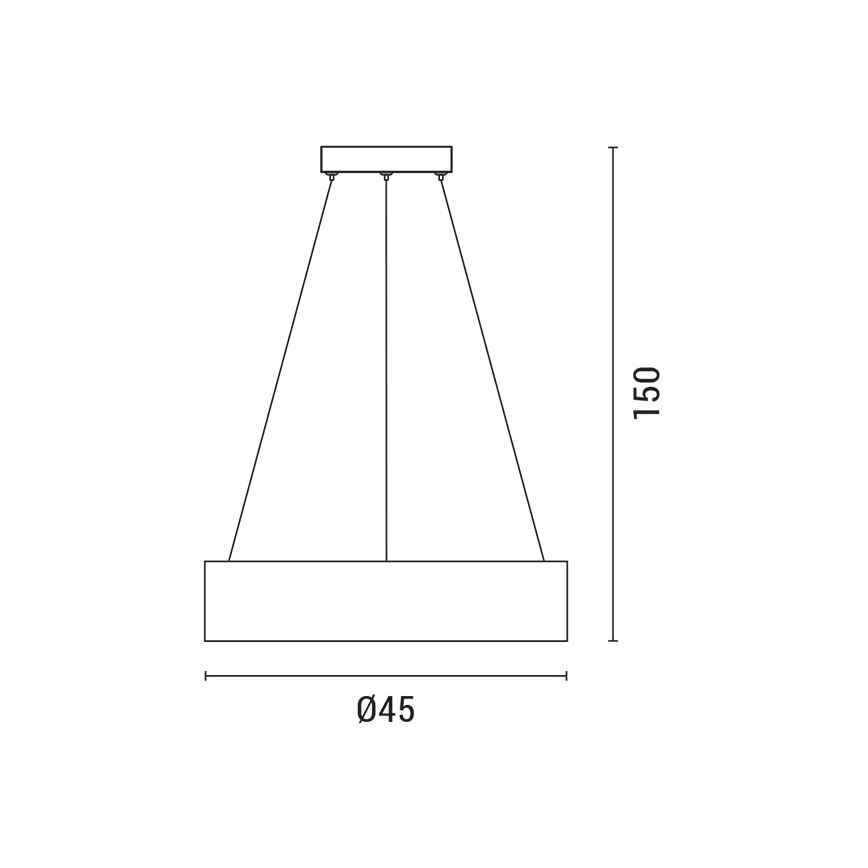 LED Luster na sajli LED/30W/230V 3000K pr. 45 cm crna/hrast