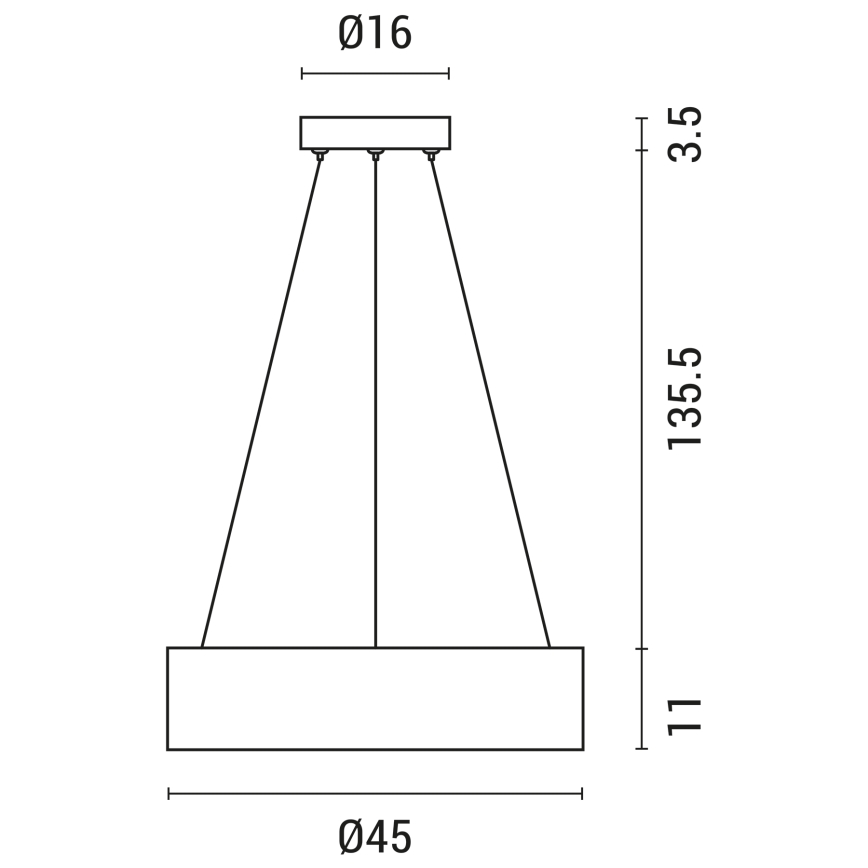 LED Luster na sajli LED/30W/230V 3000K pr. 45 cm crna