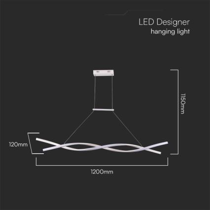 LED Luster na sajli LED/30W/230V 4000K bijela