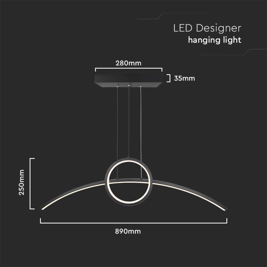 LED Luster na sajli LED/30W/230V 4000K crna