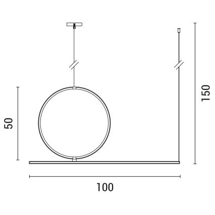 LED Luster na sajli LED/32W/230V 3000K crna