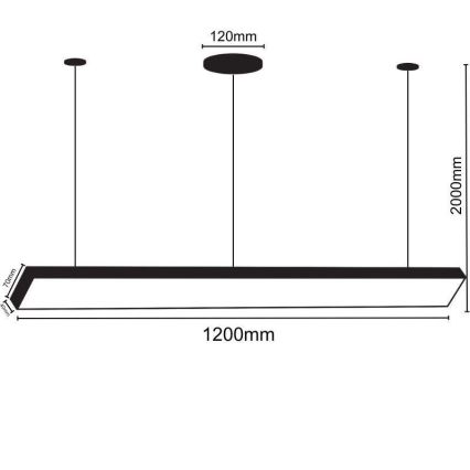 LED Luster na sajli LED/32W/230V 4000K pr. 120 cm crna