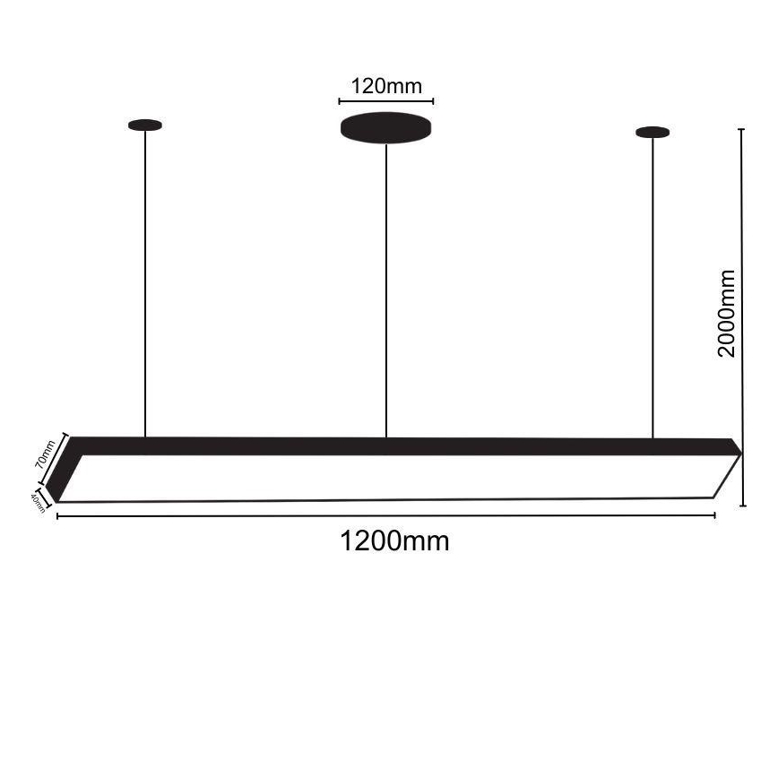 LED Luster na sajli LED/32W/230V 4000K pr. 120 cm crna