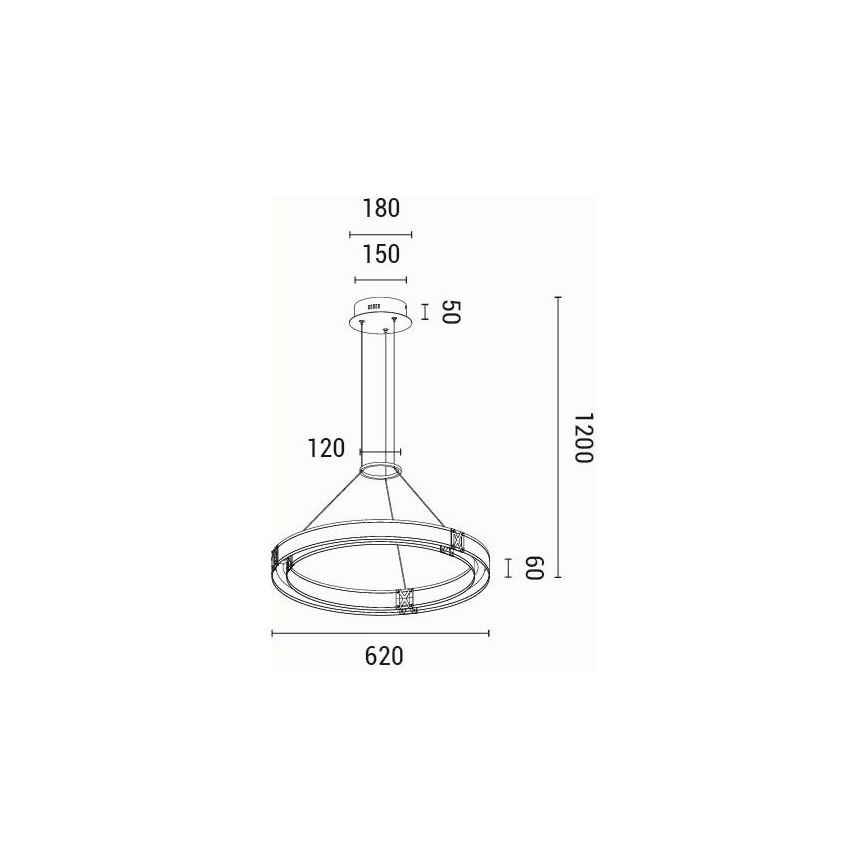 LED Luster na sajli LED/33W/230V 3000K 62x120 cm