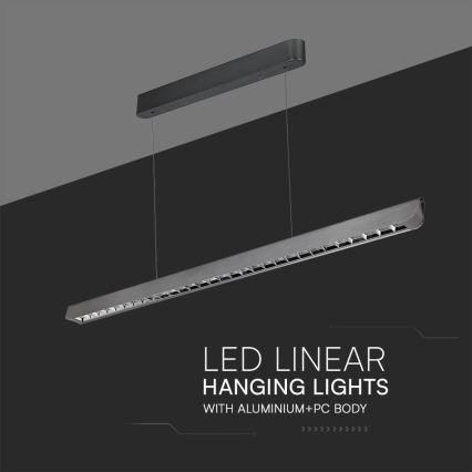 LED Luster na sajli LED/36W/230V 3000/4000/6400K antracit