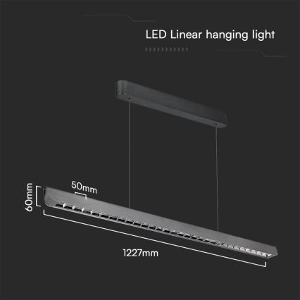 LED Luster na sajli LED/36W/230V 3000/4000/6400K antracit