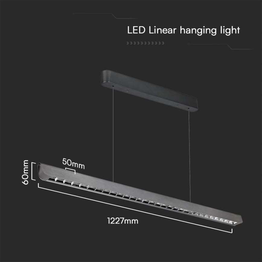 LED Luster na sajli LED/36W/230V 3000/4000/6400K antracit