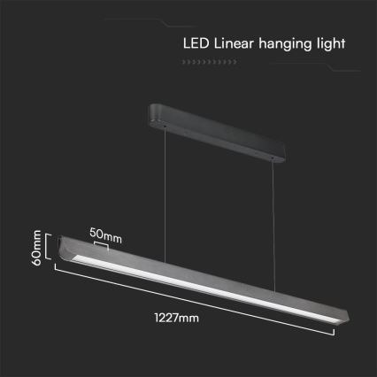 LED Luster na sajli LED/36W/230V 3000/4000/6400K antracit