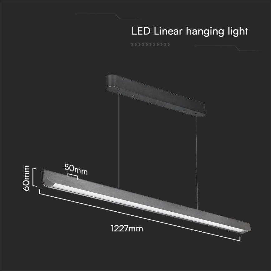 LED Luster na sajli LED/36W/230V 3000/4000/6400K antracit