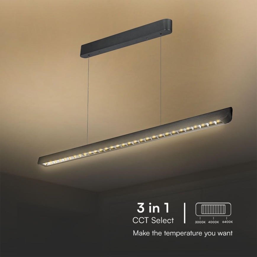 LED Luster na sajli LED/36W/230V 3000/4000/6400K crna