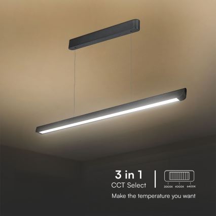 LED Luster na sajli LED/36W/230V 3000/4000/6400K crna