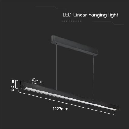 LED Luster na sajli LED/36W/230V 3000/4000/6400K crna