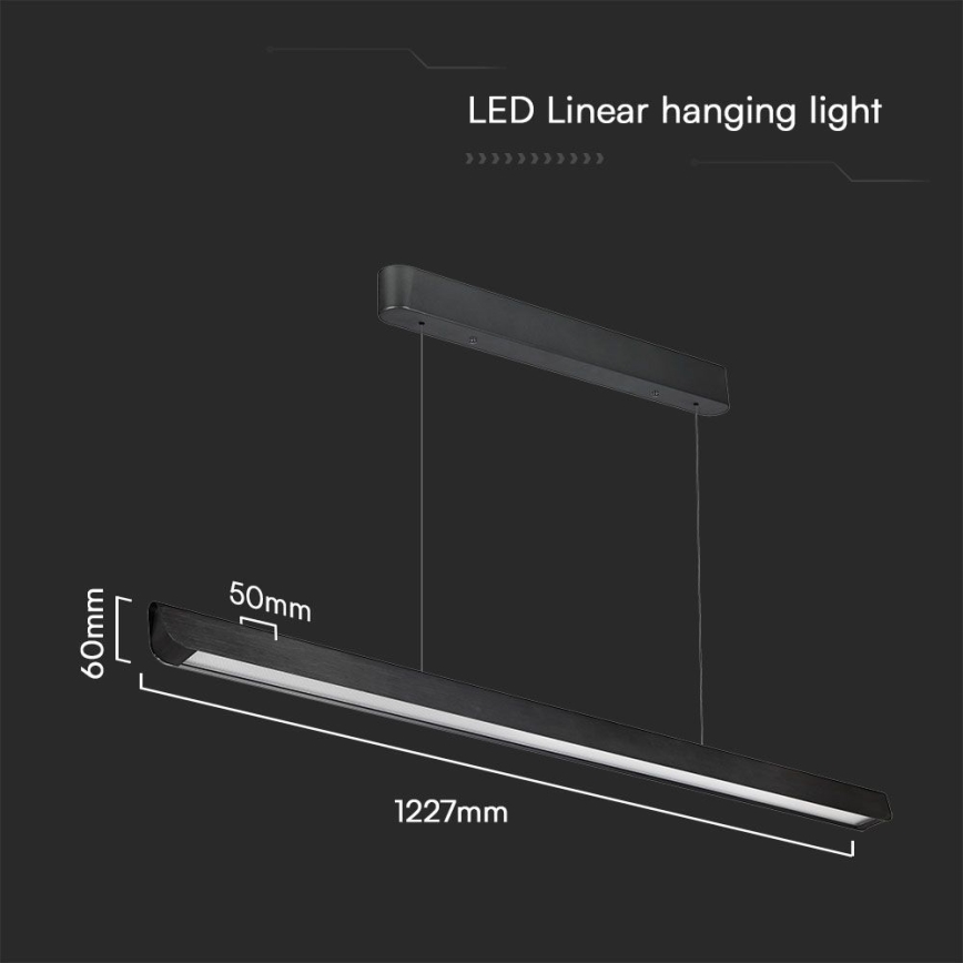 LED Luster na sajli LED/36W/230V 3000/4000/6400K crna