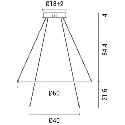 LED Luster na sajli LED/37W/230V 3000K bijela