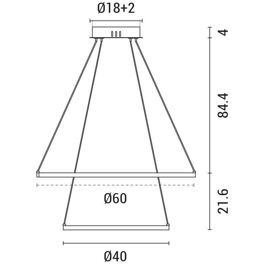 LED Luster na sajli LED/37W/230V 3000K bijela