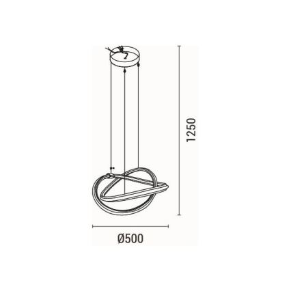 LED Luster na sajli LED/38W/230V 3000K 50x120 cm