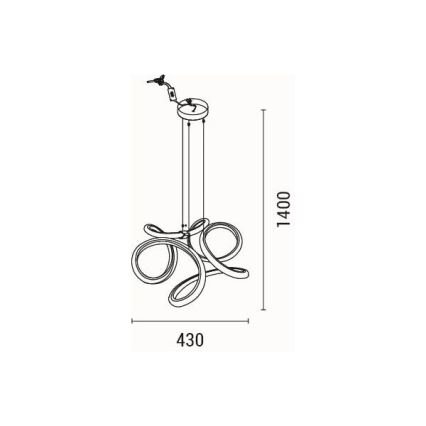 LED Luster na sajli LED/38W/230V 3000K