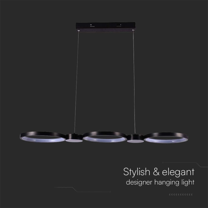 LED Luster na sajli LED/38W/230V 4000K crna