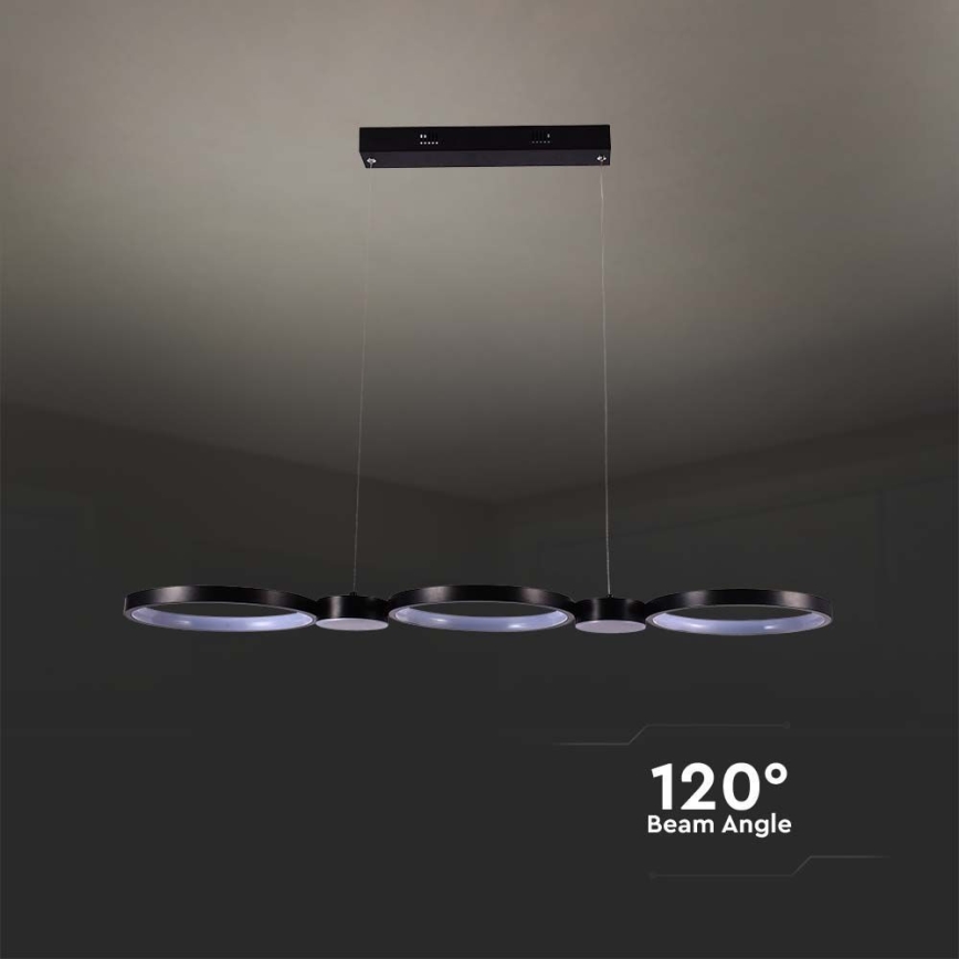 LED Luster na sajli LED/38W/230V 4000K crna