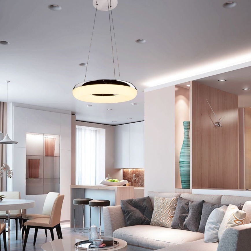 LED Luster na sajli LED/40W/230V 3000K pr. 40 cm sjajni krom