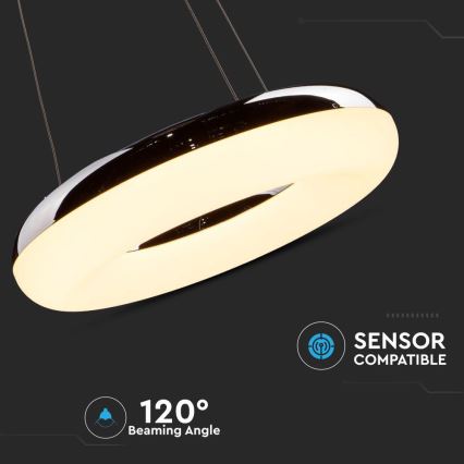 LED Luster na sajli LED/40W/230V 3000K pr. 40 cm sjajni krom