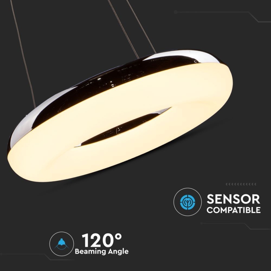 LED Luster na sajli LED/40W/230V 3000K pr. 40 cm sjajni krom