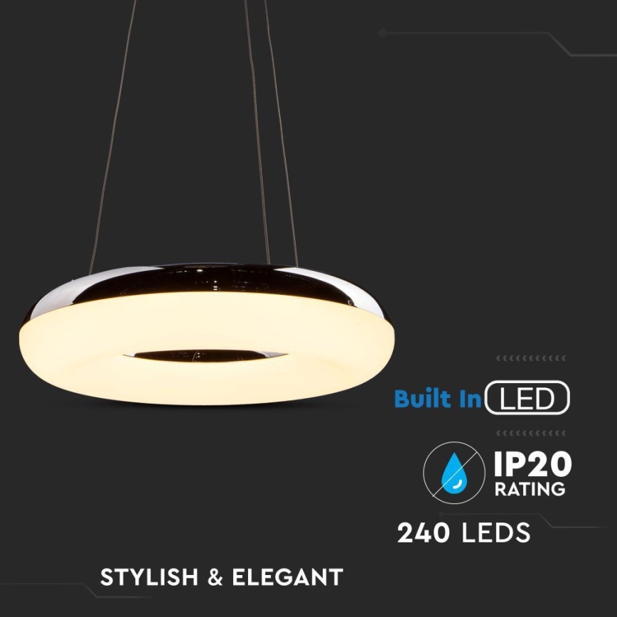 LED Luster na sajli LED/40W/230V 3000K pr. 40 cm sjajni krom