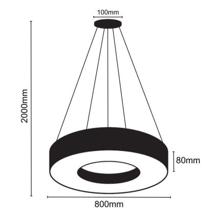 LED Luster na sajli LED/40W/230V 4000K pr. 80 cm