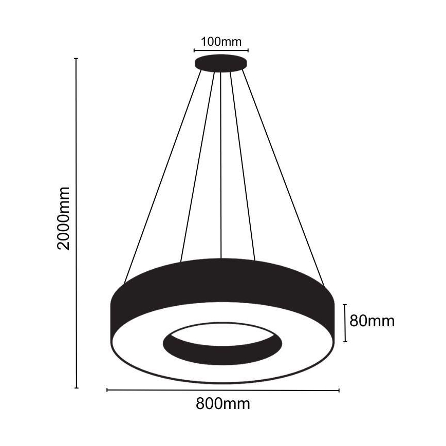 LED Luster na sajli LED/40W/230V 4000K pr. 80 cm