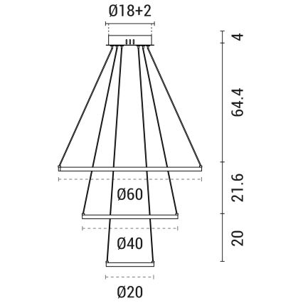 LED Luster na sajli LED/42W/230V 3000K crna