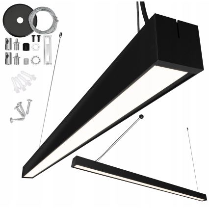 LED luster na sajli LED/44W/230V 6000K 120 cm crni