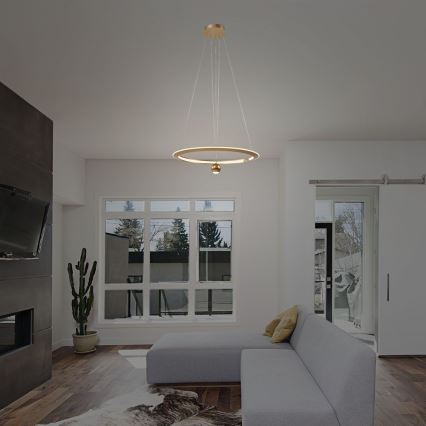 LED Luster na sajli LED/45W/230V 3000K pr. 62 cm zlatna