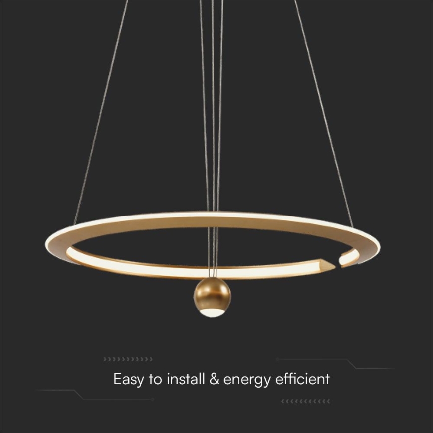 LED Luster na sajli LED/45W/230V 3000K pr. 62 cm zlatna