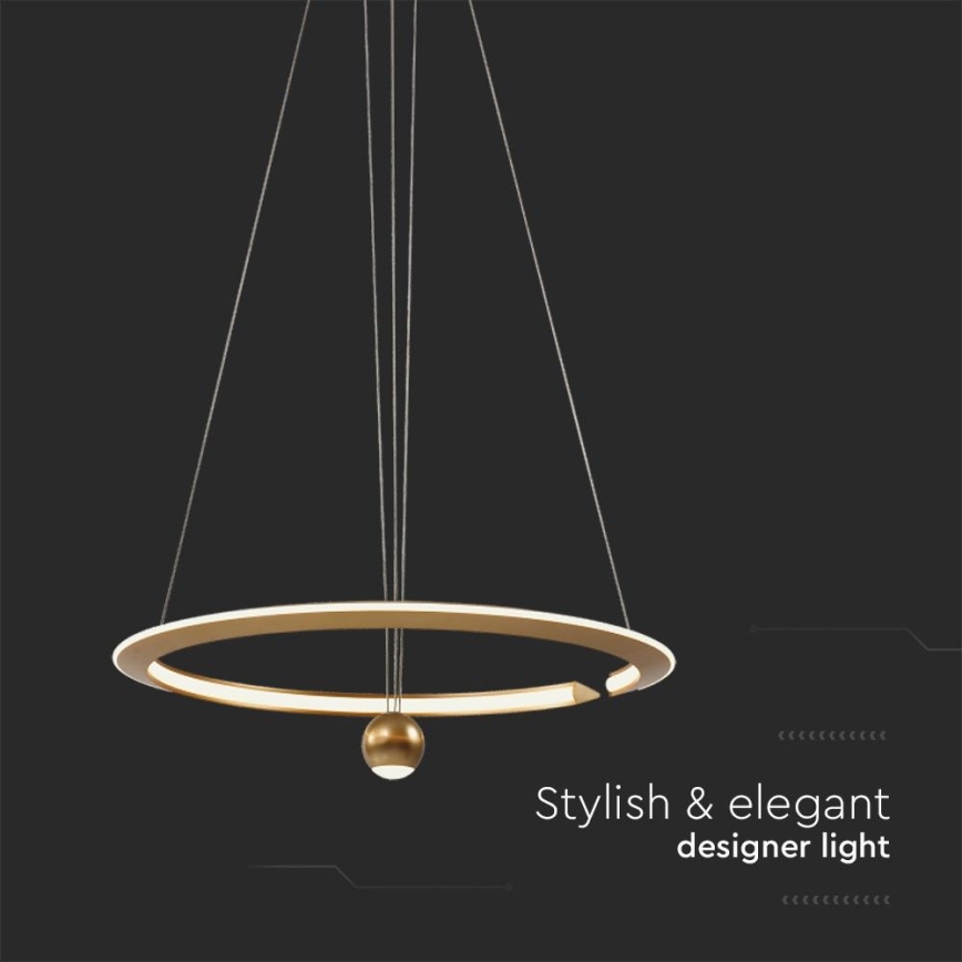 LED Luster na sajli LED/45W/230V 3000K pr. 62 cm zlatna