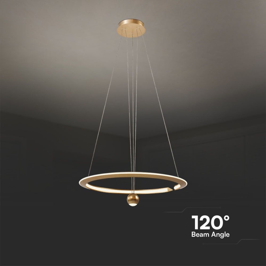 LED Luster na sajli LED/45W/230V 3000K pr. 62 cm zlatna
