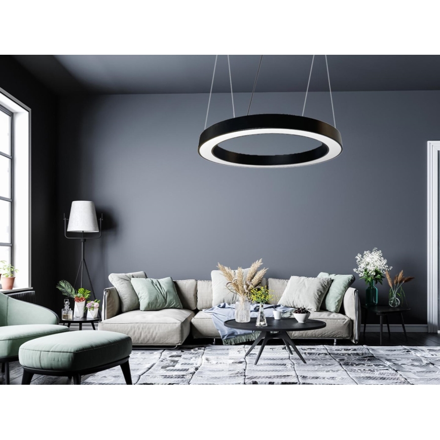 LED Luster na sajli LED/50W/230V 4000K pr. 100 cm crna