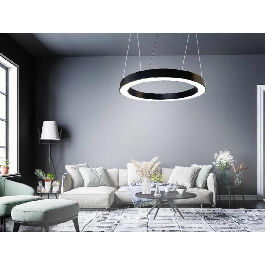 LED Luster na sajli LED/50W/230V 4000K pr. 100 cm crna