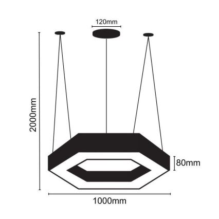 LED Luster na sajli LED/50W/230V 4000K pr. 100 cm