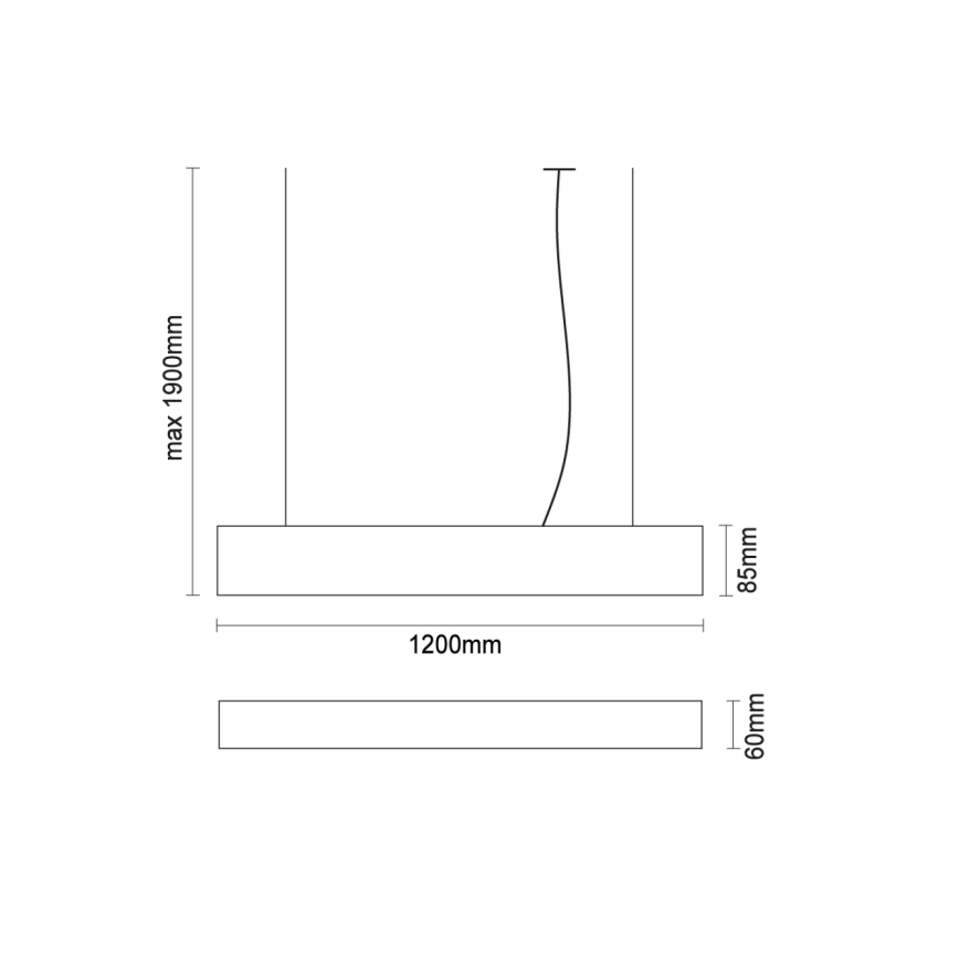 LED luster na sajli LED/55W/230V 3000/4000/6500K 120 cm bijela